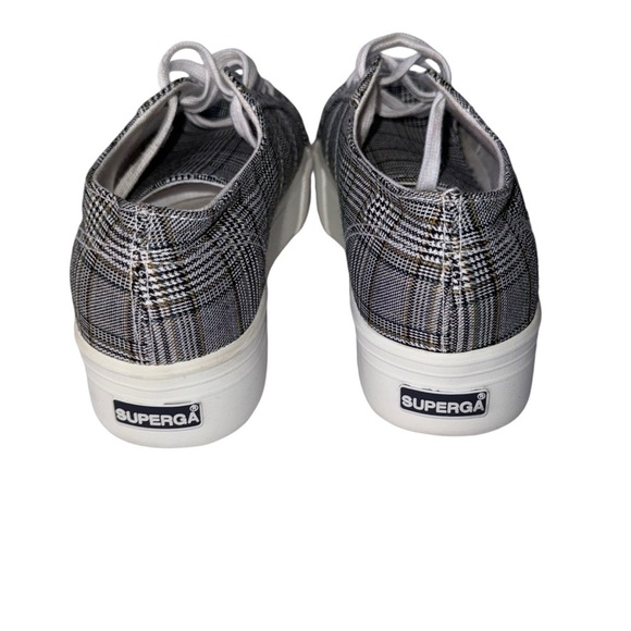 Superga 2790 BRITISHW Black Plaid Platform Sneakers woman’s SZ. 7 - Picture 12 of 13